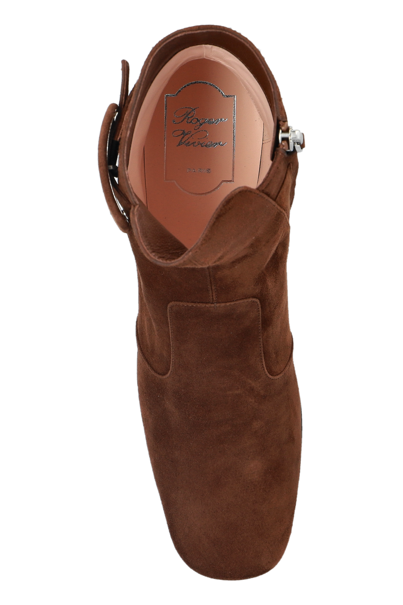 ショートブーツ・ブーティ ROGER VIVIER TRES VIVIER ANKLE BOOTS IN BROWN SUEDE Roger Vivier Tres Vivier Suede Buckle Ankle Booties | Neiman